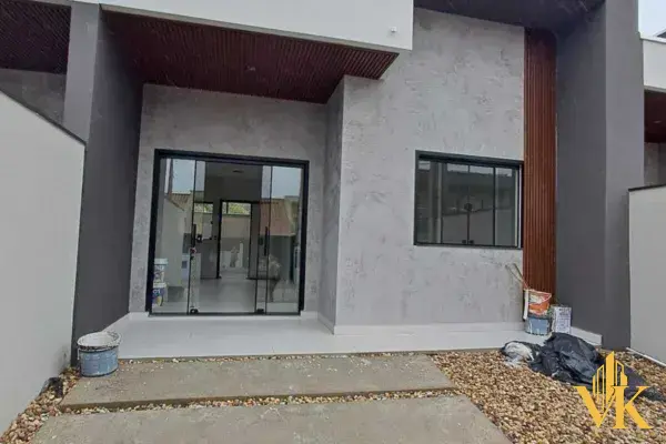 fachada moderna casa geminada nova terreno 300m sc